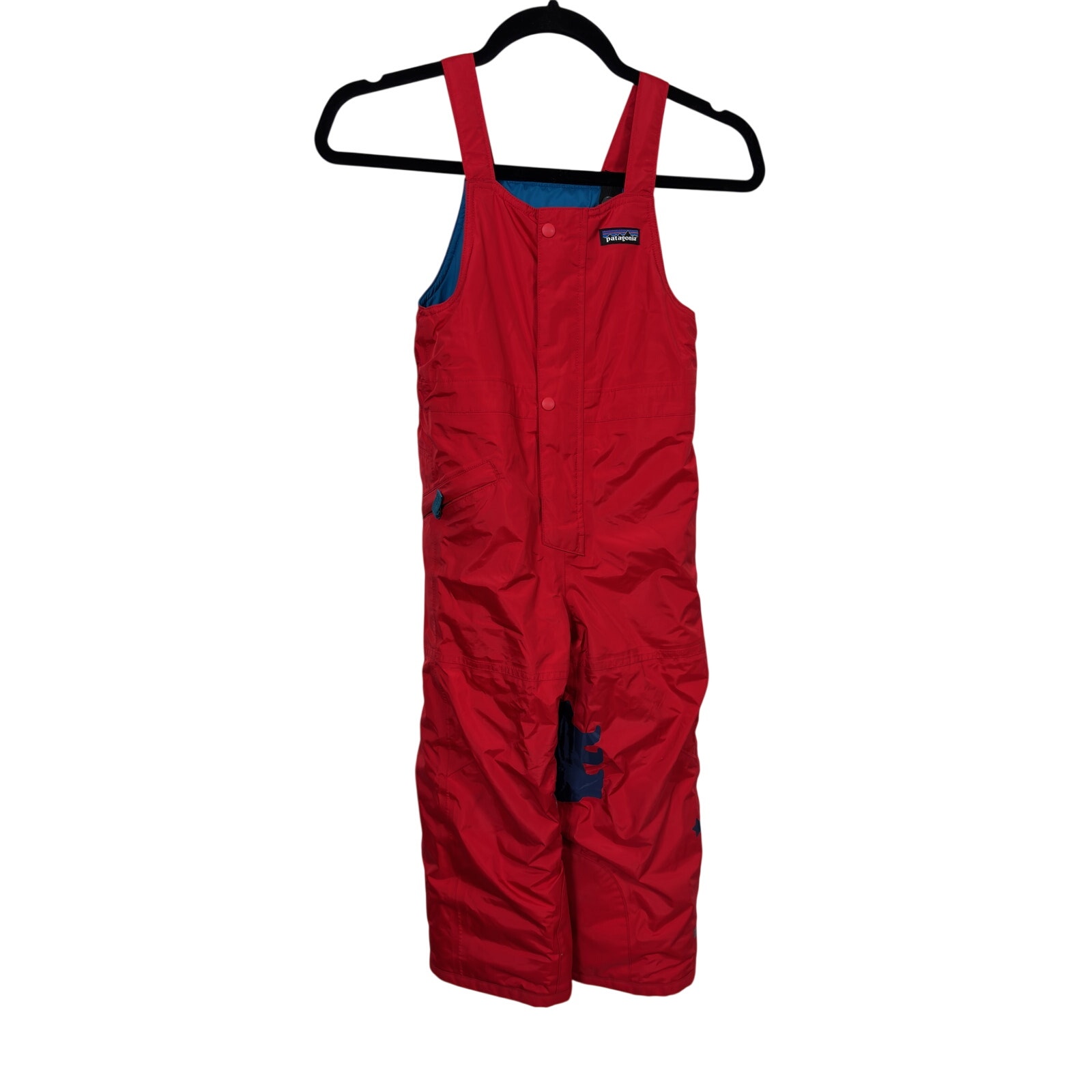 Patagonia Baby Snow Pile Bibs Kids Size 5t Insulated Snow Fire Red Repaired Flaw